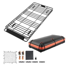 Roof Rack Basket, 84 x 39 x 4.1 in, Universal Rooftop Cargo Carrier with 7.9 x 3.9 x 10.2 in Cargo Bag, Net, Ratchet Straps
