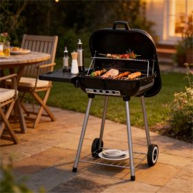 Charcoal barbecue grill, backyard picnic cookware, black
