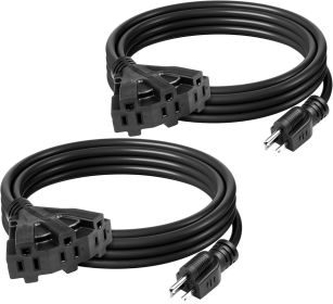 2 Pack Outdoor Extension Cord Set is Ideal for Holiday Yard Decorations and Garden Equipment. with Three outlets You can Plug in Loads up to a To