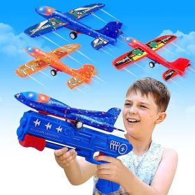 3 Pack Airplane Launcher Toys, 2 Flight Modes LED Foam Glider Catapult Plane, Outdoor Flying Toy for Kids, Birthday Gifts for Boy Girl 6+ Year Ol