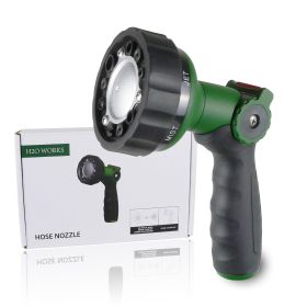 H2O WORKS Garden Hose Nozzle Thumb Control Heavy Duty Metal Water Nozzle with Adjustable Watering Patterns High Pressure Hose Nozzle Sprayer;  Pe