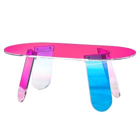 Acrylic Coffee Table, Iridescent Acrylic End Table, 13.8 inch high Colorful Acrylic Side Table, for Coffee, Drink, Food, Snack used in Living Roo