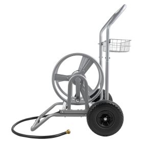 Water Hose Reel Cart, 200/300ft High-Pressure Garden Hose Cart, Hoses Reel Carts with Two Wheels, Handle & Heavy-Duty Mesh Storage Basket