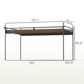 Metal Retractable Pergola Canopy, Outdoor Pergola For Garden, Patio, Backyard, Deck, Brown (Option: Brown)