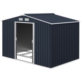 9' X 6' Outdoor Storage Shed, Garden Tool Metal Shed With Foundation Kit, Dark Gray (Option: Dark Gray)